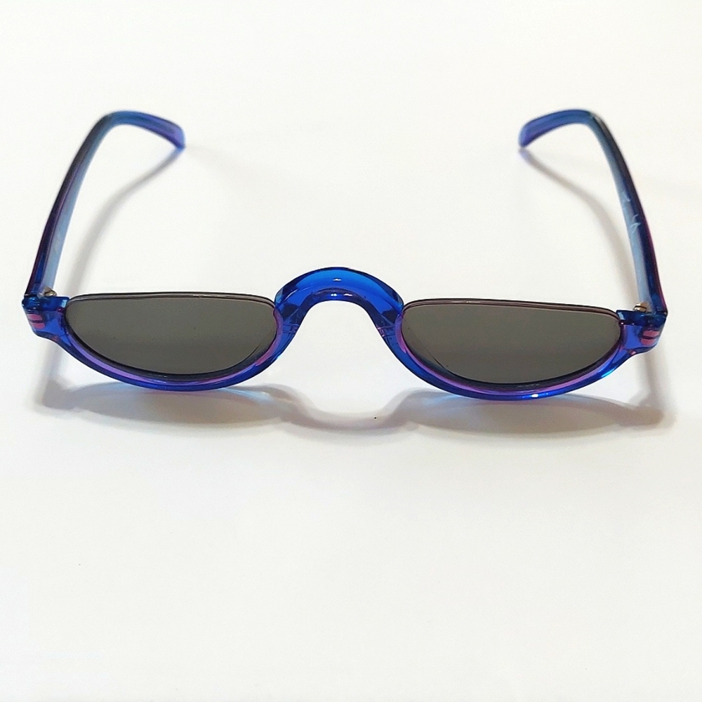 NWOT Cat Eye Francis Klein Malte Half Rim Bluish Purple Frames Ladies Sunglasses